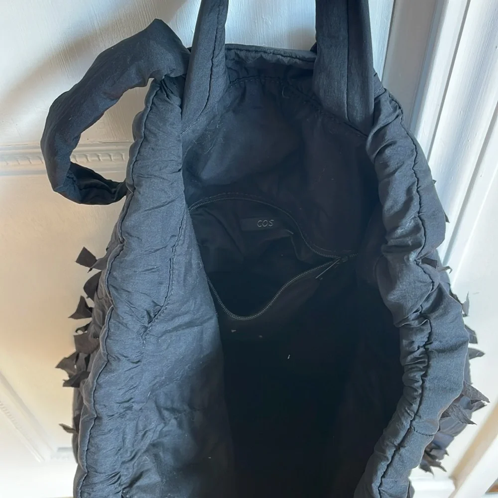 COS Black Textured Tote Bag